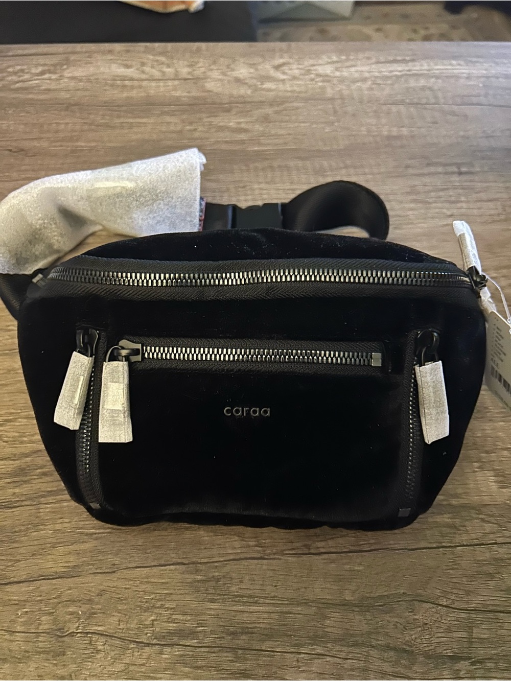 Free People Collab Velvet Sling/Belt Bag in Black